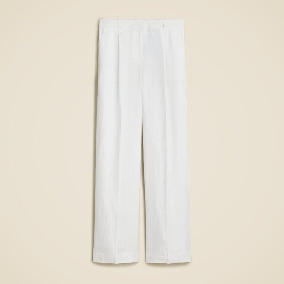 J.Crew Petite Wide-Leg Essential Pant In Linen Women 0P White Polished Lagenlook - Picture 14 of 15